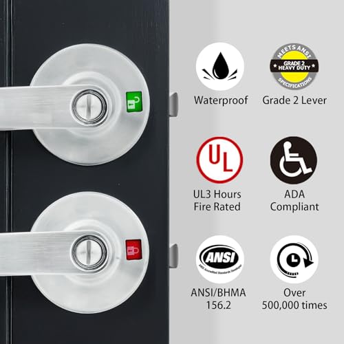 Commercial Bathroom Indicator Lock, Grade 2 Lever, 2-3/4''Backset