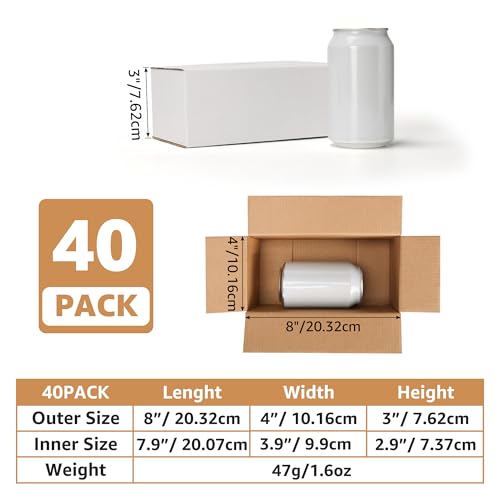 EXYGLO 40 Pack 8x4x3 Shipping Boxes for Small Business, White Corrugated Cardboard Box for Packaging, Moving, Mailing, and Storing - color: 40 Pack White, size: 8x4x3 Inch