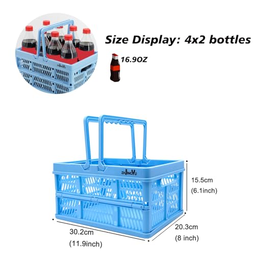 ZHJINGYU crates for storage,plastic baskets for organizing,collapsible shopping basket,foldable crate with Handles,collapsible storage crate,car basket,for Kitchen,Bathroom,Medicine (Blue, S) - color: Blue, size: 11.9"x8"x6.1"