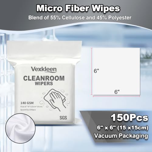 6" x 6" Durable & Absorbent Cleanroom Wipe (150 Pcs, 140GSM) - size: 6" x 6" (Pack of 150)