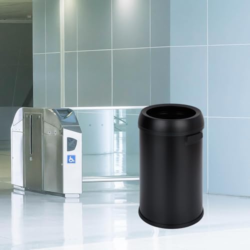 17 Gallon Fingerprint-Proof Stainless Steel Trash Can, Open-Top Heavy Duty Commercial Round Garbage Bin for Restaurant, Home, Office, Black - color: Black