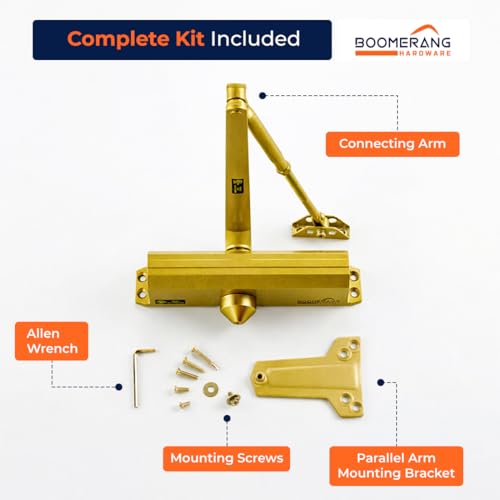 Boomerang D4016 Medium/Heavy-Duty Designer Auto Commercial Door Closer - color: Painted Brass/Gold