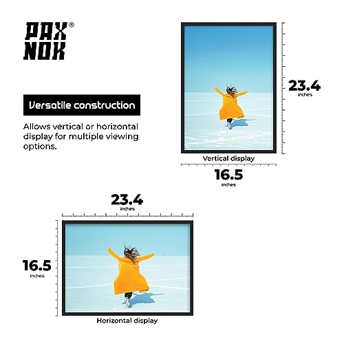 WOOD Black A2 Frame Display 16.5 x 23.4 inch Posters and Pictures - Horizontal and Vertical Wall Hanging Option, Suitable for Photos, Posters and Artwork - Perfect for Gifting and Home Decor - size: A2