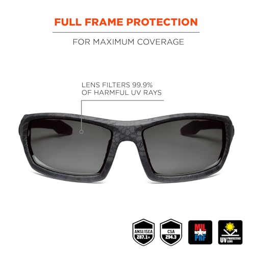 Ergodyne Skullerz ODIN Safety Glasses Sunglasses, Impact Resistant Z87.1+ - color: Kryptek Typhon Frame, Smoke Lens