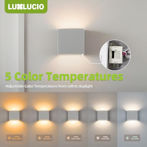 2 Pack Bright Silver Up and Down LED Wall Sconce, IP65 Waterproof Indoor Outdoor Wall Lamp, 18W 1620lm 5%-100% Dimmable, 5CCT 2700K-5000K, CRI90+, 120V-277V Modern Lighting for Bedroom Porch - color: Silver, size: 2pack