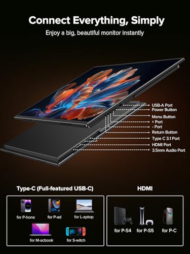 UPERFECT 24" 144Hz Portable Monitor, QLED 145% sRGB 450Nits Gaming Monitor - size: 24"