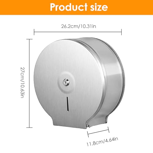 1Pcs Commercial Jumbo Toilet Paper Dispenser, 9in/22.9cm Roll - color: 1pcs Silver