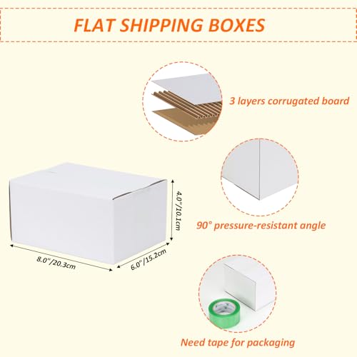 HORLIMER 8x6x4 Shipping Boxes Set of 40, White Corrugated Cardboard Mailer Box for Packing Small Business - color: White, size: 8" x 6" x 4"