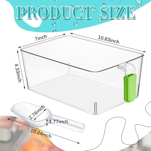 Havawish Ice Storage Bin and Flexible Scoop Set Plastic Freezer Bin - color: Green, size: 10.83 x 7 x 4.33 in, style: Classic