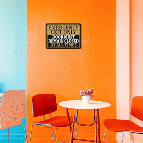 Emergency Exit Only Signs Door Must Remain Closed At All Time Sign 10" x 7" Acrylic Plastic Keep Gate Closed Sign Self-adhesive for Restaurant Salons Hotel Motel Rest Stops Public