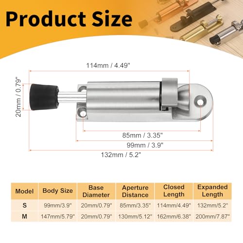 M METERXITY Kickdown Door Stop w/Rubber Tip and Screws 1" Silver - color: Silver, size: 1 Inch