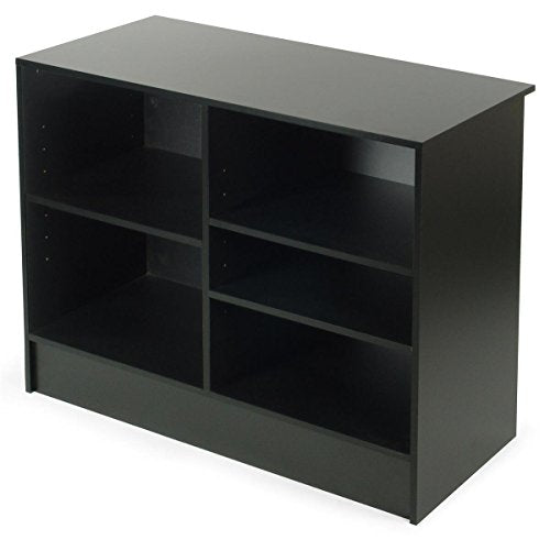 Displays2go Cash Register Stand with 3 Height-Adjustable Shelves - color: Black, size: Width: 48"