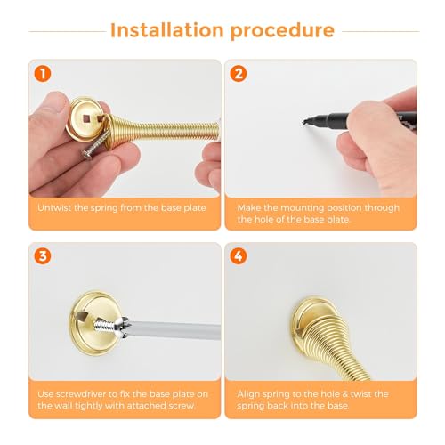 Ravinte Door Stoppers, 48 Pack Gold Spring Door Stops with Rubber Bumper - color: Gold