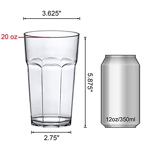 Amazing Abby - Affinity - 20-Ounce Plastic Tumblers (Set of 6), Clear Reusable Plastic Cups, Stackable, BPA-Free, Shatter-Proof, Dishwasher-Safe - style: All-Clear, 20 oz