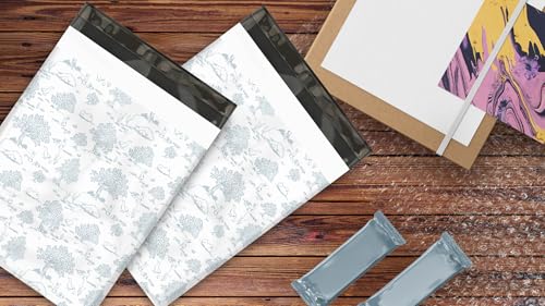 10x13 (100) Blue Toile Summertime Designer Poly Mailers Waterproof Self Sealing Tear Resistant Polymailers Shipping Envelopes Premium Printed Bags For Small Businesses - color: Blue Toile, size: 10x13 inches