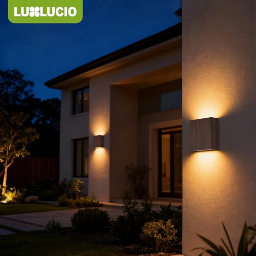 2 Pack Indoor Outdoor Walnut Wood Grain Up and Down LED Wall Light, Modern Bedroom/Porch Wall Lamp, IP65 Waterproof, 5%-100% Dimmable 18W 1620lm, 5CCT (2700K-5000K), CRI 90+, 120V-277V - color: Walnut wood, size: 2pack