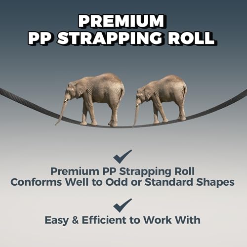PP Strapping Banding Roll - 1000ft x ½’’ Standard PP Strappings Roll - Banding & Pallet Strap Kit - 400lb Break Strength - Includes Strapping Rolls & Self-Dispensing Box