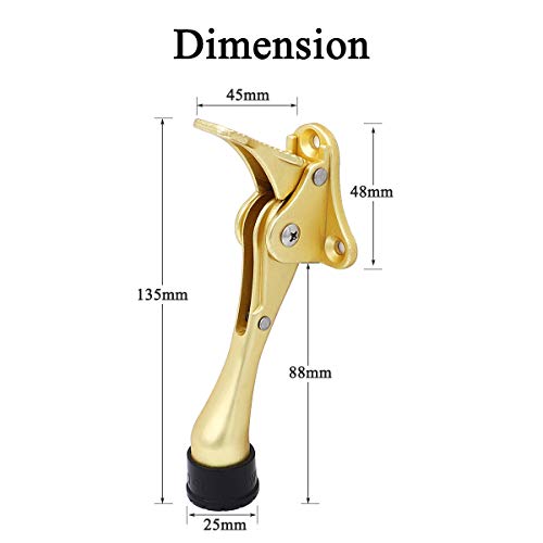 Kickdown Door Stop Door Holder semi-Automatic Doorstop Easy Step Hands-Free Open with Spring Lever Rubber Tip(Gold) - color: Gold