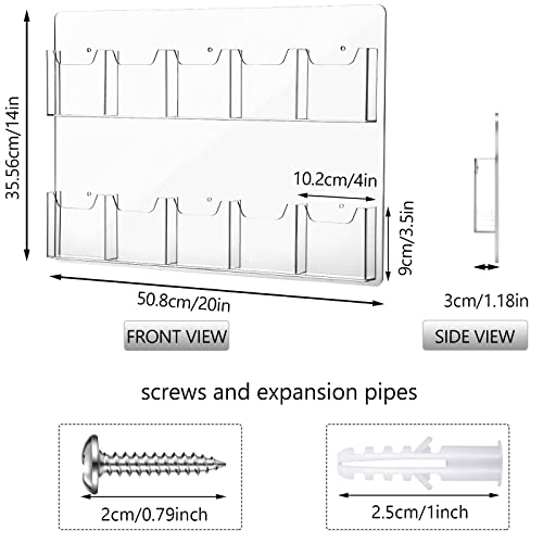Eersida 2 Pack Acrylic Pamphlet Holder Wall Mount, 10 Pockets 15 x 21'' - color: 10 Pockets, size: 15''x21''