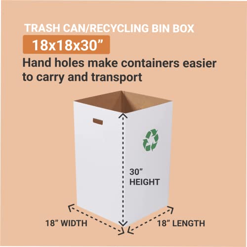 Box USA 40 Gallon 18" L x 18" W x 30" H 10-Pack Cardboard Trash Cans and Recycling Bins, Reusable or Disposable Pop Up Garbage Boxes for Parties, Outdoor Events, Heavy Duty, Recycle - size: 40 Gallon 10-Pk, style: Recycle