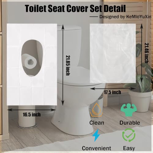 Disposable Toilet Seat Cover - 20pcs Toilet Seat Cover 16 * 22inch and 20pcs Toilet Lid Cover 18 * 20inch Individually Wrapped Toilet Cover Set for Travel, Camping, Public Restroom, Road Trip Use