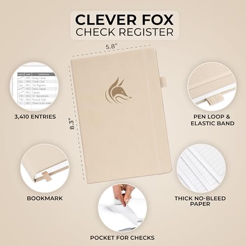 Clever Fox Check Register Book, Checkbook Ledger, 5.8x8.3 Seashell - color: Seashell, size: A5 (5.8'' x 8.3'')