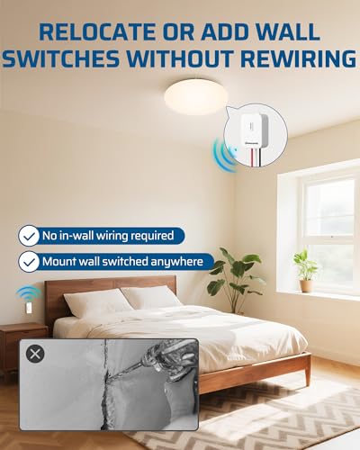 DEWENWILS Wireless Light Switch and Receiver Kit, Magnetic Remote Control - size: 1 Simplified Transmitter+1 Receiver
