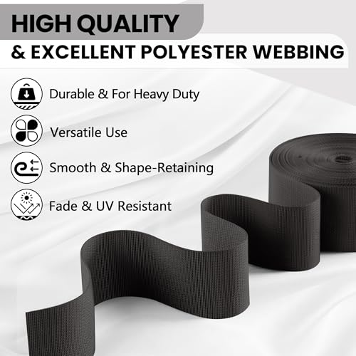 Polyester Webbing Strap 17+Colors – 1"&1.5"&2" – 10 Yards Heavy Duty Webbing Roll, Flat Webbing Strap for Indoor&Outdoor Gear, DIY Crafting, Repairing - color: Army green, size: 1"-10yards
