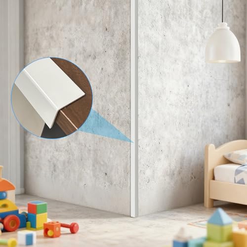 10 Pack Wall Corner Guards, Vinyl 1-1/8" x 48" Trim Protectors, Paintable Corner Molding for Wall Furniture Cabinet Door Countertop Protection, Easy Install