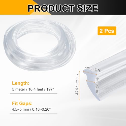 PATIKIL 2Pcs Weather Stripping Door Seal 3/16" Slot, 16.4Ft, Clear, PVC - color: Clear, size: 3/16" Slot, 16.4Ft