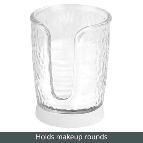 mDesign Plastic/Steel Compact Small Disposable Paper Cup Dispenser Storage Holder for Rinsing Cups on Bathroom Vanity Countertops - Rain Collection - Clear/White - color: Clear/White