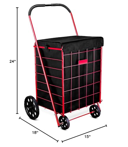 Handy Laundry Shopping Cart Liner, 18" X 15" X 24", Square Bottom, Fits Standard Shopping Cart, Cover and Adjustable Straps for Easy Secure Attachment, Made from Waterproof Material, Black - color: Black