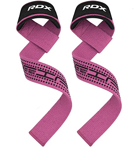 RDX Lifting Straps for Weightlifting –100% Cotton Heavy Duty Gym Wrist Strap with 5MM Neoprene Padding, 60CM Anti-Slip Hand Grip Wraps for Deadlifts Powerlifting Workouts Strength Training, Men Women - color: Dotted Pink