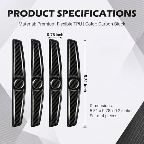 4 PCS Carbon Fiber Texture Car Door Protector Edge Guards, Anti-Scratch Thicker Door Guard for Cars Provides, Universal Self-Adhesive Doors Protectors for Vehicles (Black) - color: Black
