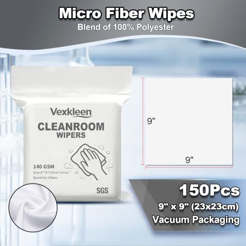 9" x 9" Durable & Absorbent Cleanroom Wipe (150 Pcs, 140GSM) - size: 9" x 9" (Pack of 150)