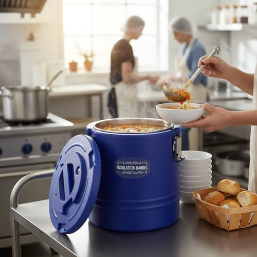 15.9QT Insulated Soup Container 4 Gallon Commercial Food Warmer for Hot&Cold Food, Hot Box for Catering, Food Cooler Soup Carrier for Restaurant, Canteen 6H Insulation Time (Blue)