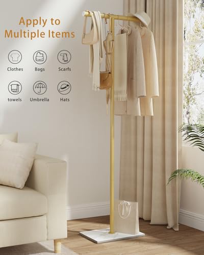 OUTBROS Freestanding Coat Rack, 68.9" High Small Clothes Rack, Gold - color: Gold