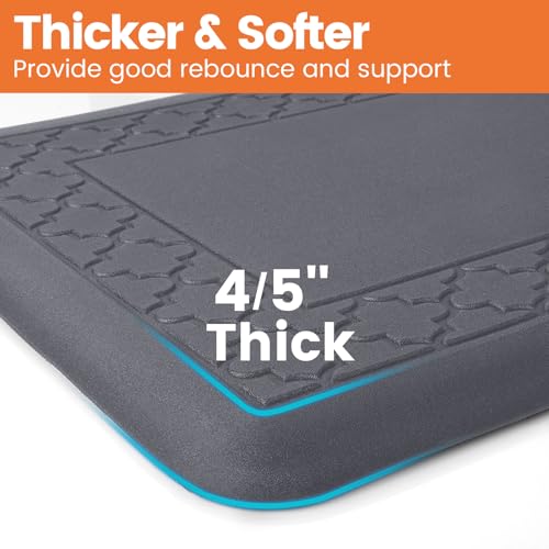 4/5 Inch Thicker Kitchen Mats Anti Fatigue Comfort Mat Standing Desk Rugs - color: Grey, size: 60"L x 17"W x 0.8"Th