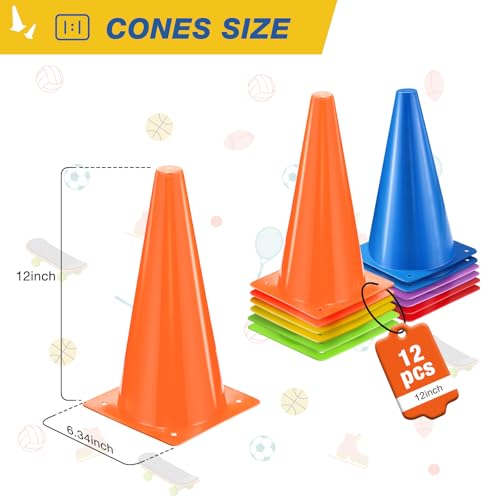 12 Inch Traffic Cones,12pcs Training Sports Cones,Parking Cones - color: colors