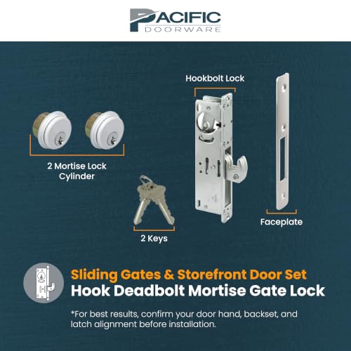 Keyed Hookbolt Set, Deadbolt, Double Keyed, Adams Rite, Aluminum 1-1/8" - color: Aluminum Silver, size: 1-1/8" Backset, style: Double Cylinder