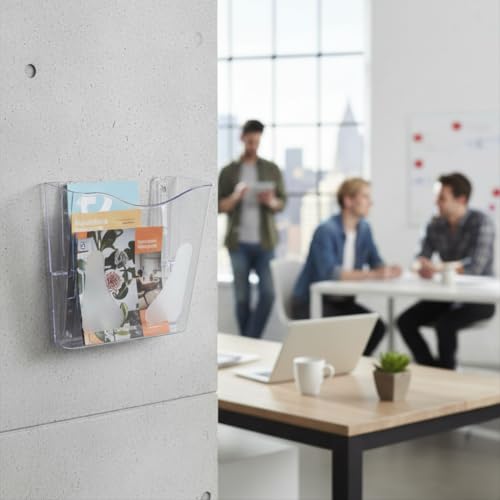 Azar Displays 250088-CLR-2PK Single Vertical Pocket Wall Mount File Holder, Clear (2-Pack) - color: Clear, style: Vertical