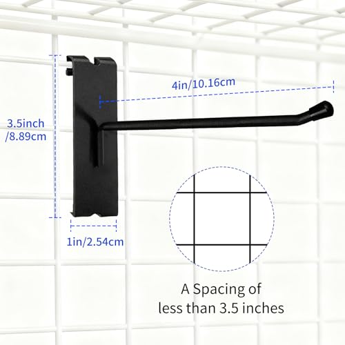 40pcs 4 inch Matte Black Gridwall Hooks for 3 x 3 Inch Grid Panels - size: 4 Inch