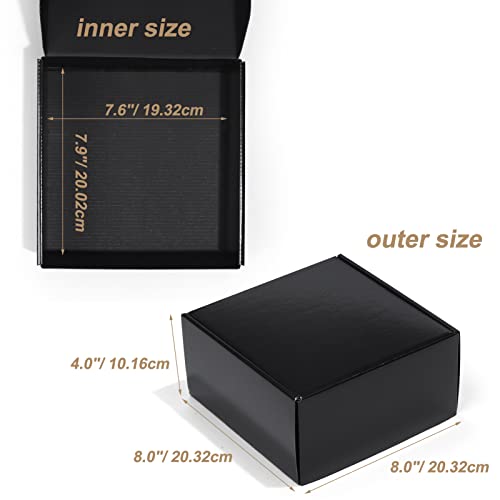 ZBEIVAN 8x8x4 Black Shipping Boxes, 20 Packs Corrugated Cardboard Mailer Boxes for Packaging Small Business Mailing Gifts Wrap Boxes with Lids - color: black, size: 8x8x4