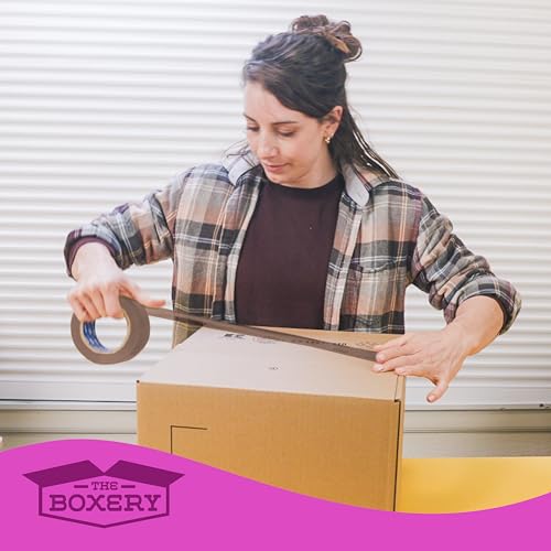 The Boxery 2" x 110 Yards Tan Packing Tape – 36 Roll Carton – Strong Industrial Grade Adhesive for Shipping, Moving & Packaging – Heavy Duty 2.2 Mil Box Sealing Tape - color: Tan, size: 2"x110 yds - 2.2 mil.