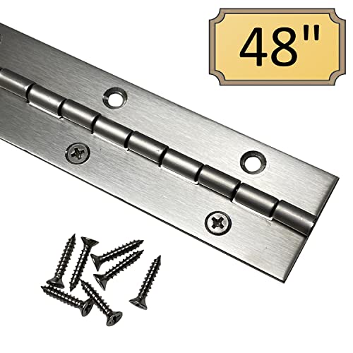 Heavy Duty 1.5" x 48" Stainless Steel Piano Hinge - .060" Thick - ¾ S.S. Screws Included - 3 Pack - color: 3 Hinges, size: 48 Inch