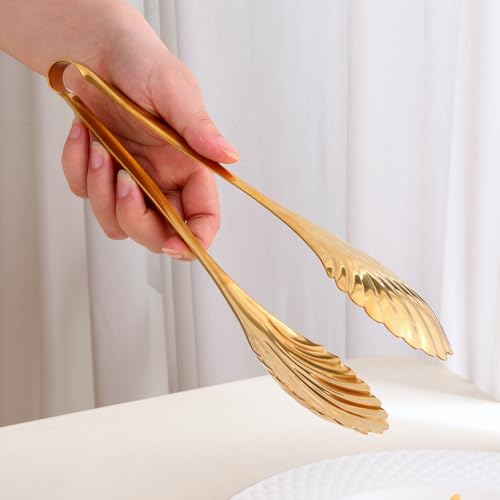 18/10 Stainless Steel Serving Tongs, 10-Inch Buffet Cooking Tong, Perfect for Restaurants, Parties, BBQ, Kitchen, Salad, Grilling, 2 Pack, Gold - color: Gold