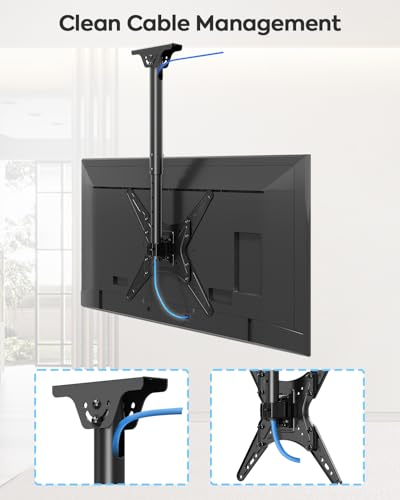 MOUNTUP Outdoor Ceiling TV Mount for 26"- 65" TVs, Waterproof & Rustproof Outside Ceiling Mount with Stainless Steel Hardware, Heavy Duty 99lbs Full Motion Bracket for Patio/Gazebo, Max VESA 400x400mm - size: Height 30.2'', Outdoor