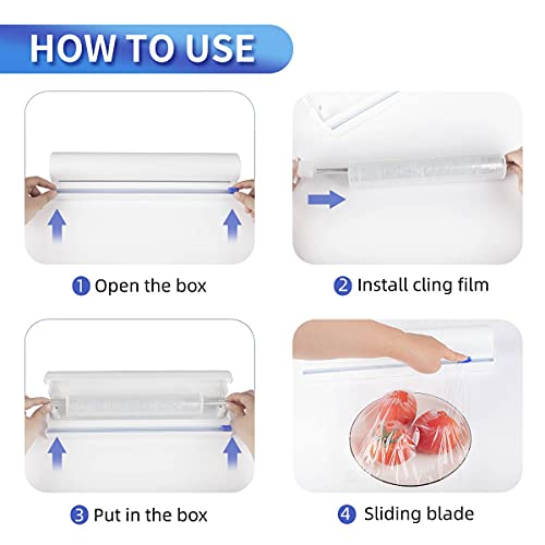 Refillable Plastic Wrap Dispenser with Slide Cutter, Fovanga cling wrap with slide cutter for 250ft Tin Aluminum Foil Dispenser