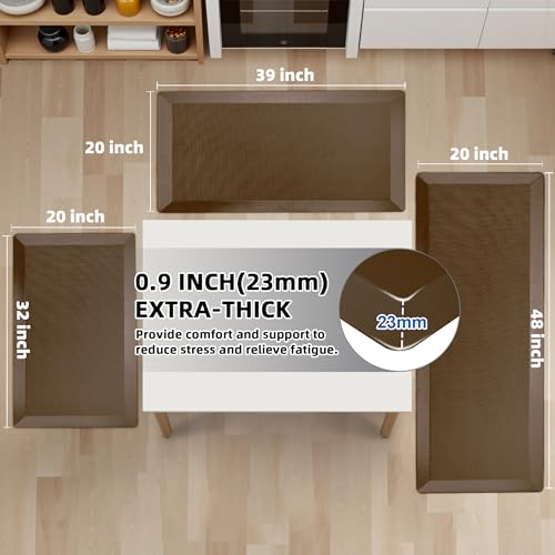 Tyrot Extra Thick Anti Fatigue Mat for Kitchen Floor, 20x32, Brown - color: Brown, size: 32"L x 20"W x 0.9"Th