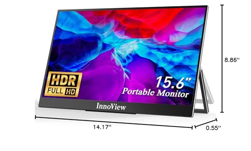 InnoView Large Portable Monitor 23.8inch FHD 1080P 100Hz USB-C,HDMI,DP Computer Display 100% sRGB 1500:1 Contrast Ratio IPS W/180°Adjustable DC Eyes Care Stand for Laptop PC MAC Phone PS4 Xbox Switch - color: black